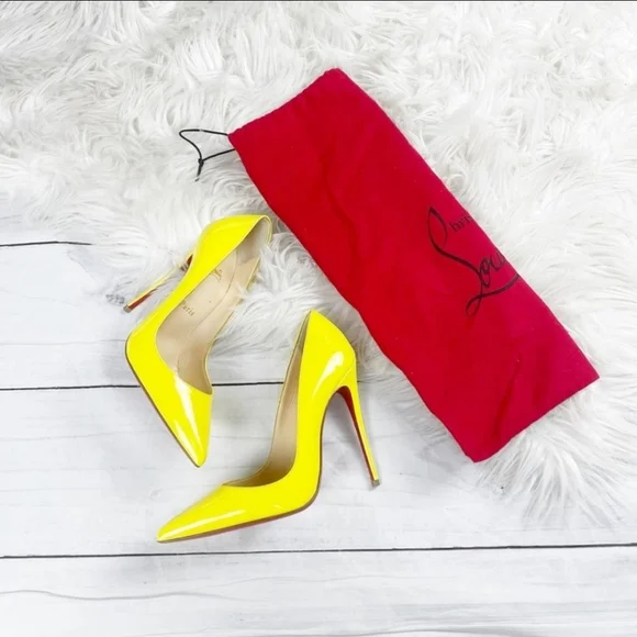Christian Louboutin Women's Patent Yellow So Kate 120 Pumps Pointed Toe Size 36 - Picture 2 of 14